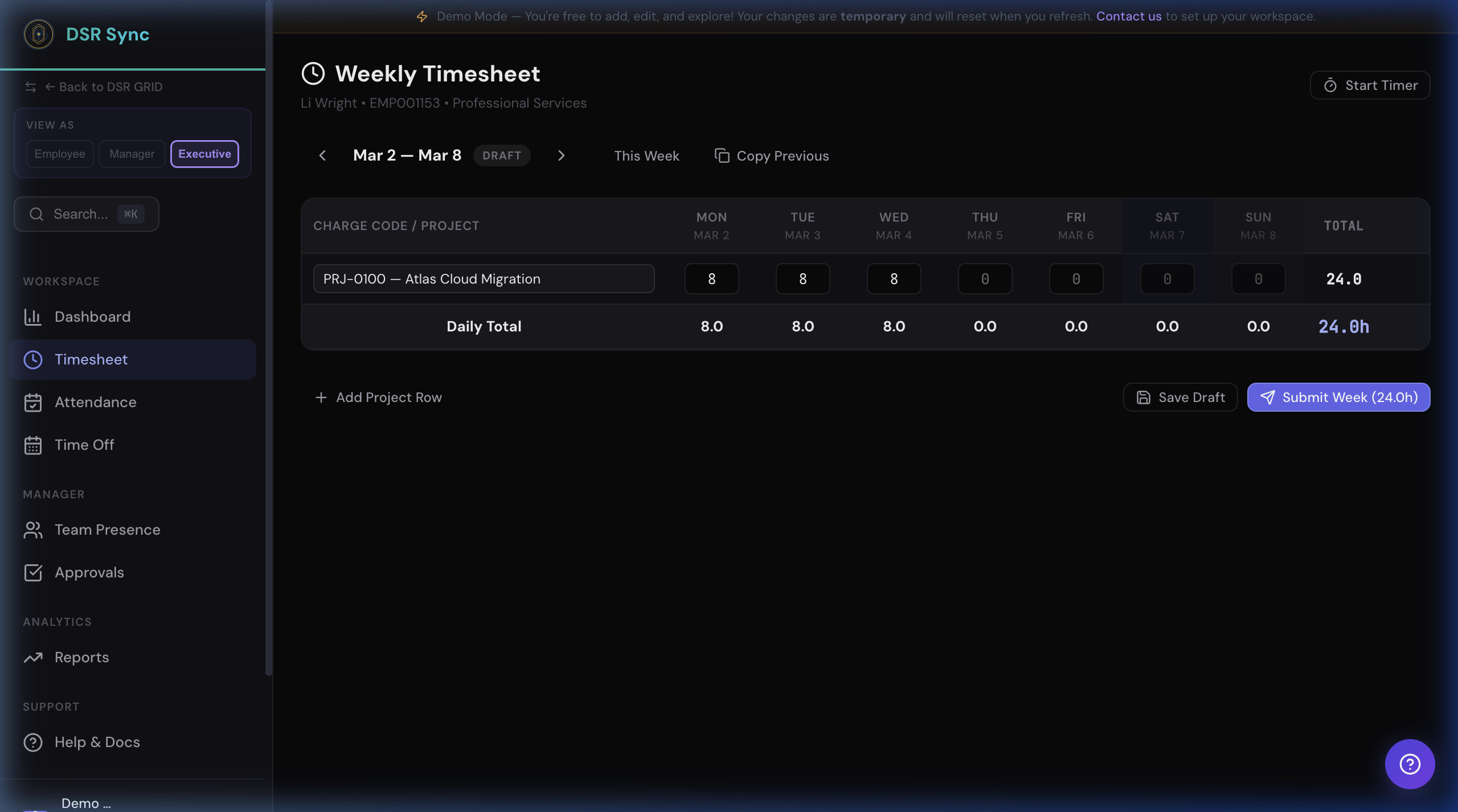 Sync Timesheet Entry